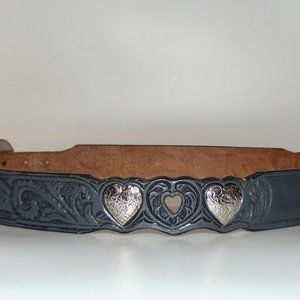 Silver Creek Classics Black Leather Western Belt Silver Concho's & Buckle